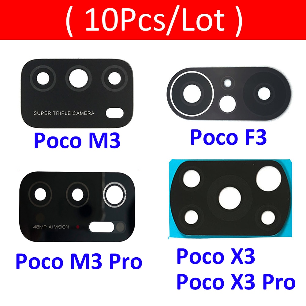 10 Stuks Achter Terug Camera Glazen Lens Voor Xiaomi Poco M3 / Poco F3 5G / Poco X3 Nfc f2 Pro F1 Gt Sticker Vervangende Onderdelen