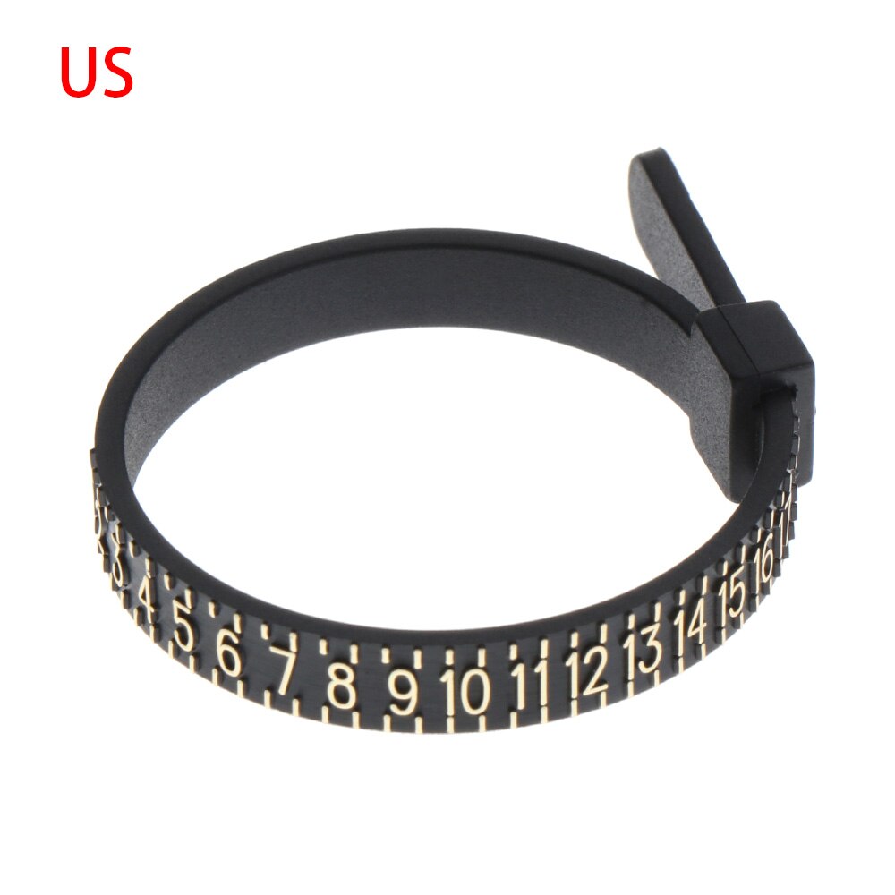 1Pc Ring Sizer UK/US/EU/JP Wedding Official Finger Measure Gauge Men and Womens Sizes A-Z Jewelry Accessory Measurer: Black-US