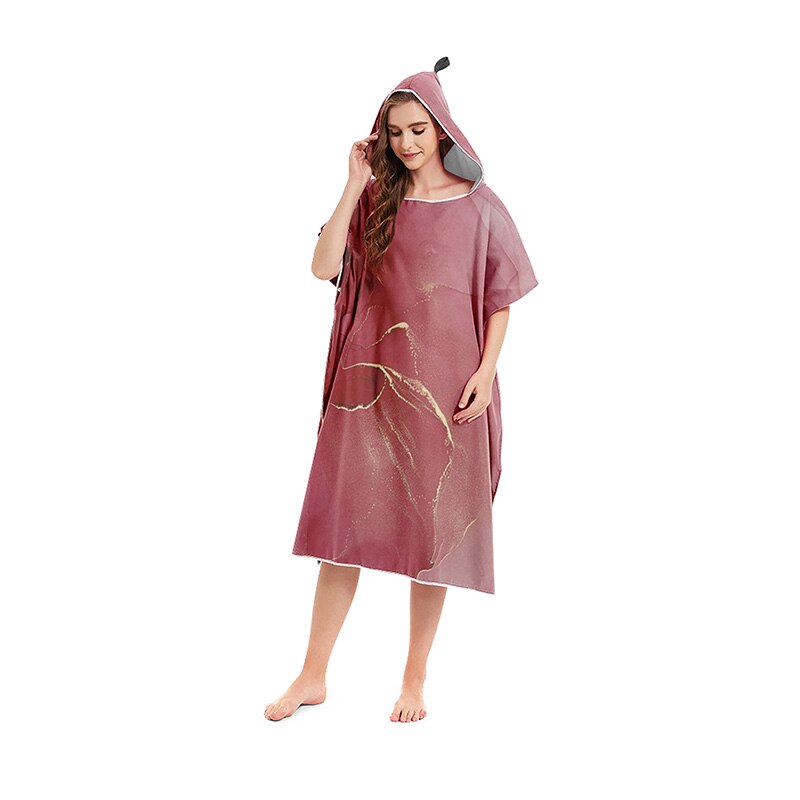 Microfiber Bath Towels Marble Pattern Changing Beach Poncho Hooded Bathrobe Cloaks for Swimming Pool Gym Fitness Bath Towels: 09H