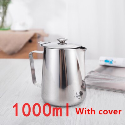 Yrp Rvs Melkopschuimer Kannen Espresso Koffie Mokken Barista Tools Cappuccino Kopjes Craft Latte Pot Keuken Accessoires: 1000ml with cover