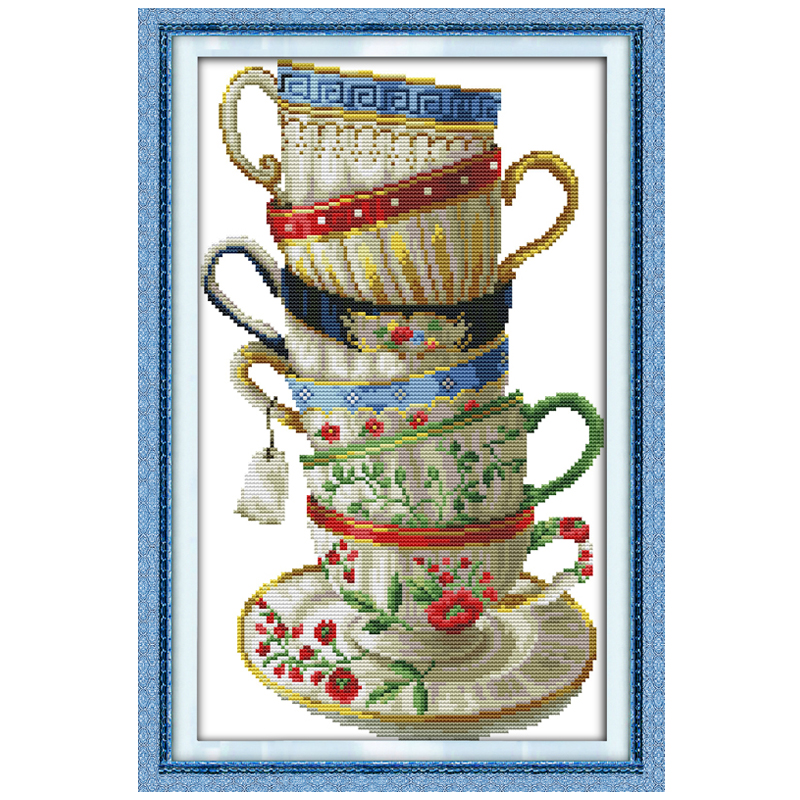 Coffee Cup Counted Cross Stitch 11CT Printed 14CT Cross Stitch Sets Chinese Cross-stitch Kits for Embroidery Needlework