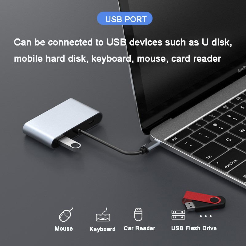 USB C Hub 5in1 zu Dual HDMI 4K VGA Verlängern Anzeige PD Ladung USB 3,1 Typ C Docking Bahnhof Adapter für MacBook Laptop TV
