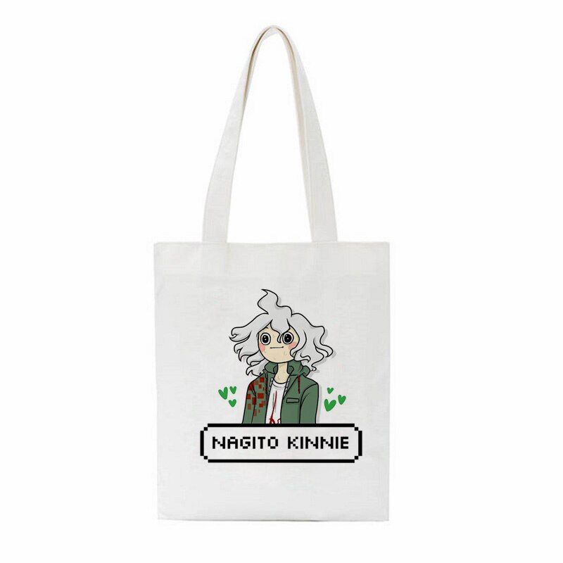 Janpan Anime Kokichi Oma Women Harajuku Casual Female Shoulder Canvas Bag Large Capacity Tote Bag Reusable Ladies Shopping Bags