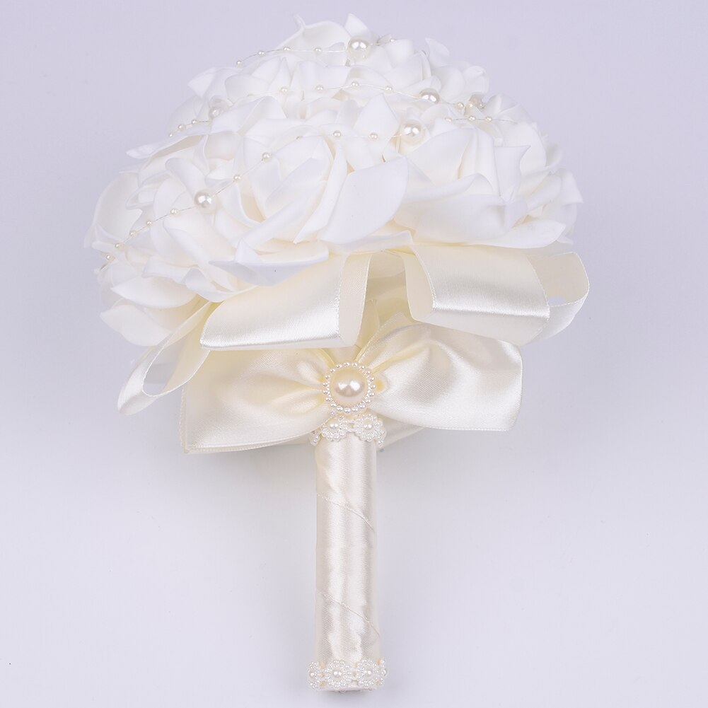 Tanie Prom Baby Blue broszka z kwiatem bukiet ślubny De Mariage bukiety ślubne PE róża diamentowa wstążka bukiet W2017D: ivory Z