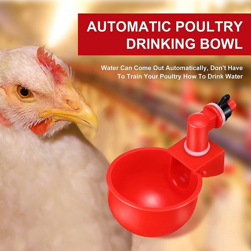 Automatic Chicken Water Cup Waterer Bowl Kit Farm Coop Poultry Waterer Drinking Water Feeder for Chicks Duck Goose Turkey Quail