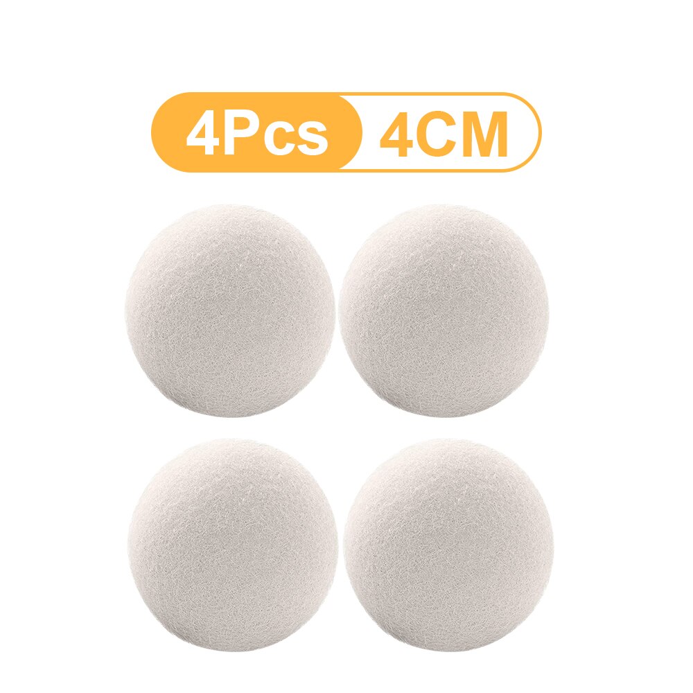Herbruikbare Wol Droger Ballen Natuurlijke Stof Wasserij Bal 3/4/5Cm Thuis Wassen Ballen Wasmachine Accessoires wasdroger Tool: 4 Pcs 4cm