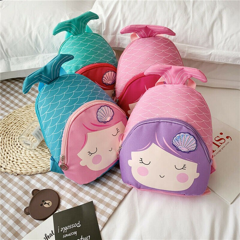 Peuter Kids Kinderen Meisjes 3D Cartoon Mermaid Rugzak Schooltas Schoudertas Rugzak Meisjes