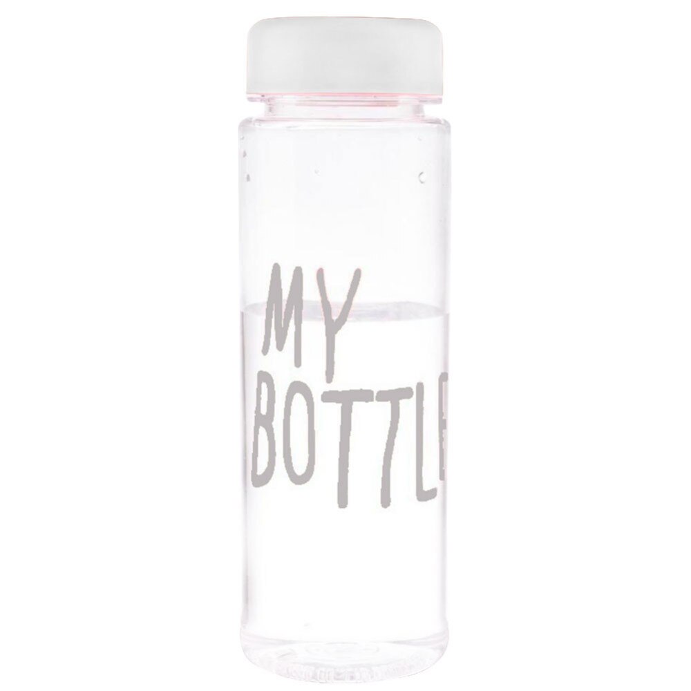 500ml bärbar transparent dryck glasflaska vattenflaska för vattenfruktsaft bärbar sportresa plastflaska: Vit
