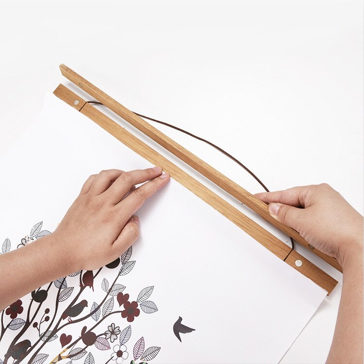 Teak Magnet Hanging Scroll Solid Wood Poster Decorative Painting Magnetic Scroll Painting Wooden Pole Hanging Painting Pole