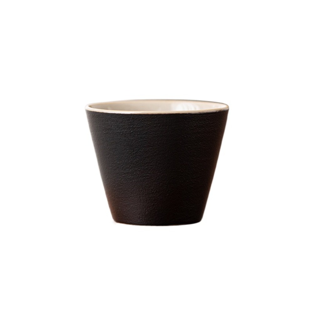 6PCS Drinkware Retro Tea Cup Black Heat-resistant Tea Bowl Luxury Handmade Single Cup Home: Clear