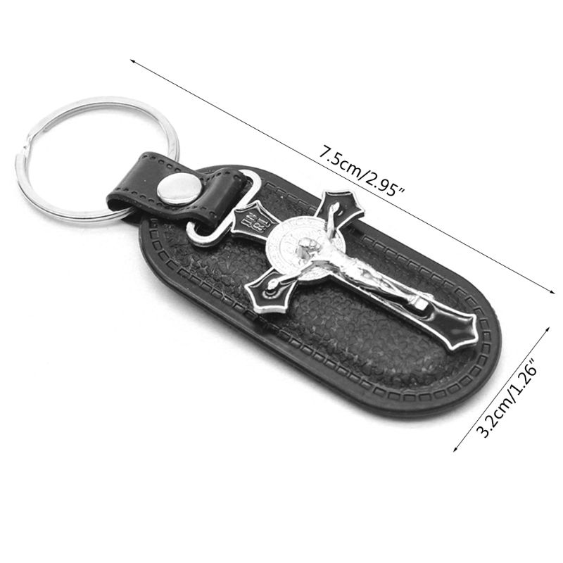 Christian Jesus Cross Lederen Sleutelhanger Religieuze Sleutelhanger Sieraden Bag Hanger Auto Souvenirs Cadeau Voor Vrouwen Mannen