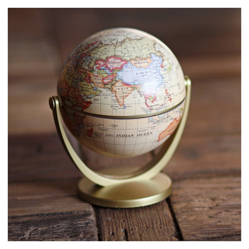 Vintage piedestal engelsk udgave globus verdenskort dekoration jordklod med guld base geografi terrestrisk tellurion