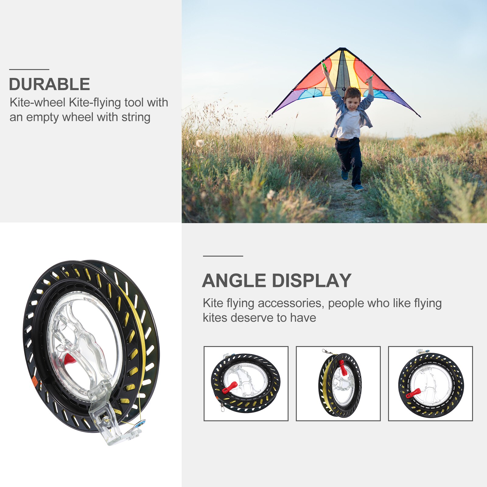 1Pc Kite Spool Flying Kite Reel Winder Kronkelende Reel Grip Kite Accessoire (Zwart)