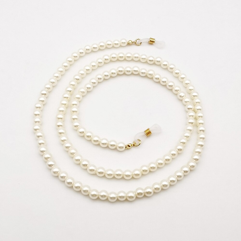White Imitatie Parel Bril Kettingen Kralen Sunglass Lezen Brillen Ketting Cord Holder Touw Voor Mannen Vrouwen Stellen: 02