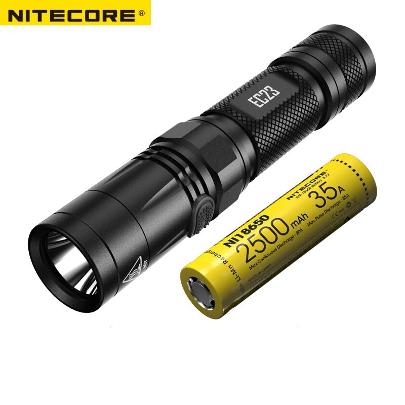 NITECORE 1800 Lumen LED Zaklamp EC23 18650 Oplaadbare Batterij Waterdichte Outdoor Camping Draagbare Zaklamp: with 2500mAh battery