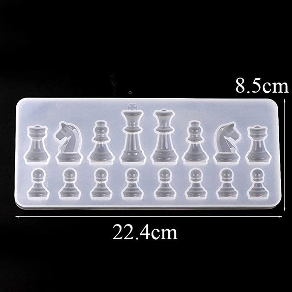Chess Kit Silicone Mold Resin International Chess Pieces Checkers Checkerboard UV Crystal Epoxy Resin Mould For Diy Handmad Tool: F 1PC
