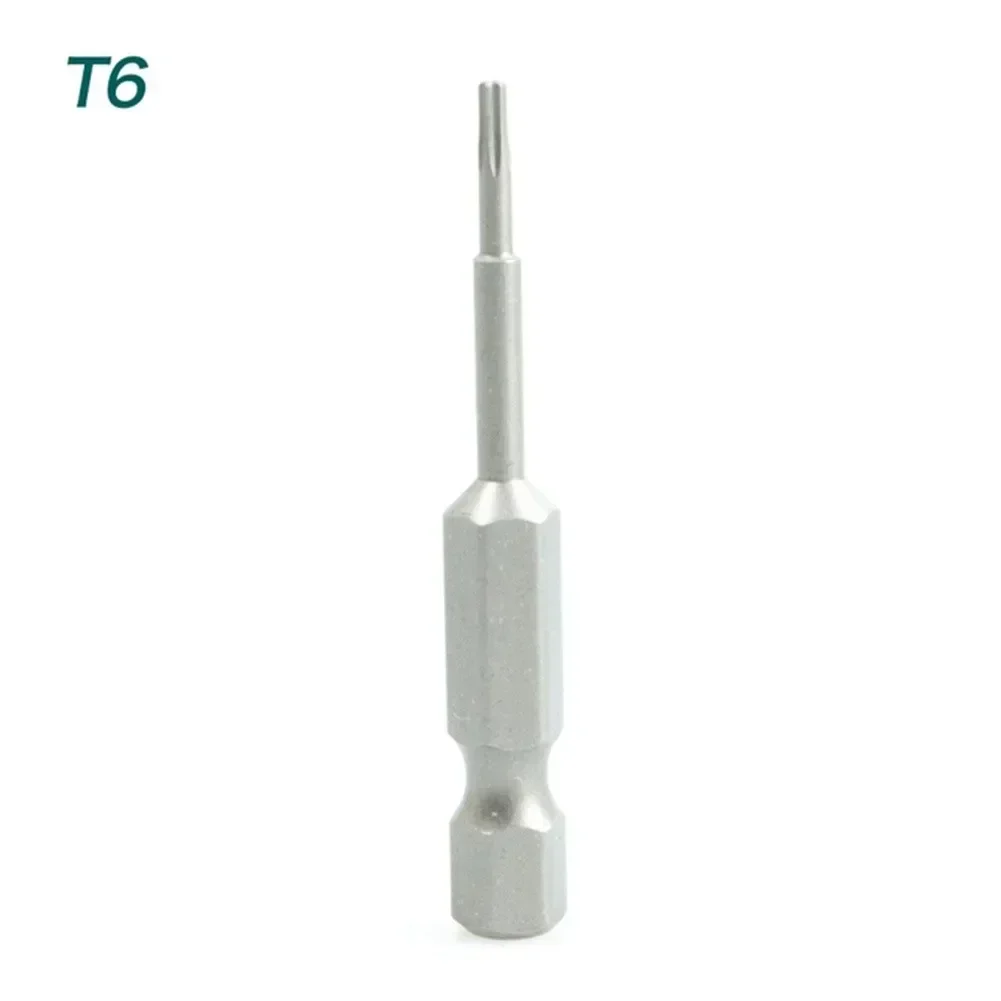 50mm Torx Steel Magnetic Triangle Head Screwdriver Bits 1/4 Hex Shank Pneumatic Screwdriver Electric Head T5-T40 Star Bit Set: Silver