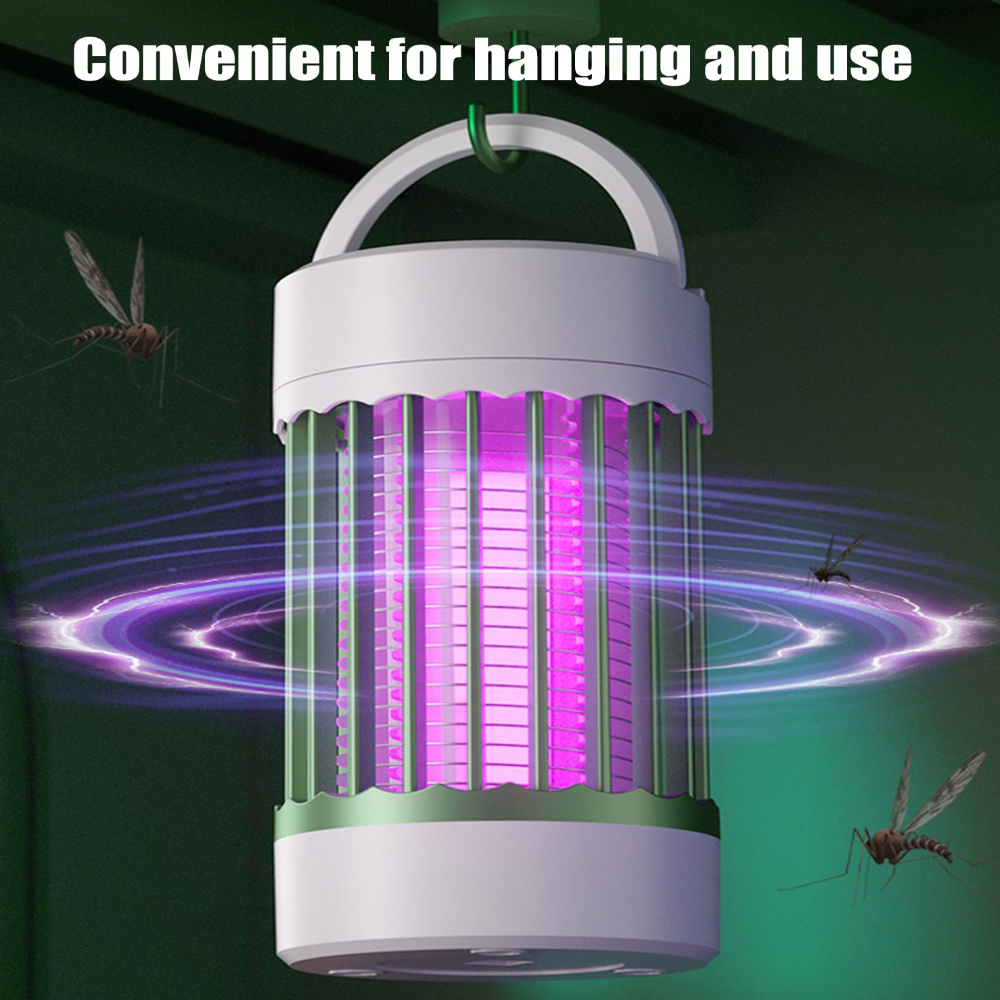 Inomhus myggdödare, högspänningsbelyst mygg-uv-lampa, hängbar, usb-uppladdningsbar elektrisk chock för camping hemma