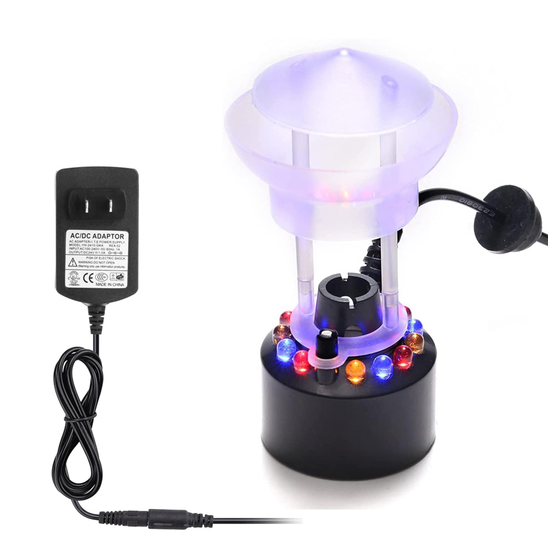 Brumisateur électrique à 12 led, brumisateur, fontaine d'eau, Machine à brouillard d'étang, atomiseur ultrasonique, humidificateur d'air avec protection contre les éclaboussures