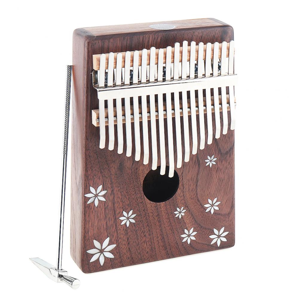 Thumb Piano 17 Sleutel Kalimba Acacia Wood Thumb Piano Met Shell Inlay Zeven Blad Bloem Mbira Natuurlijke Mini Toetsenbord instrument