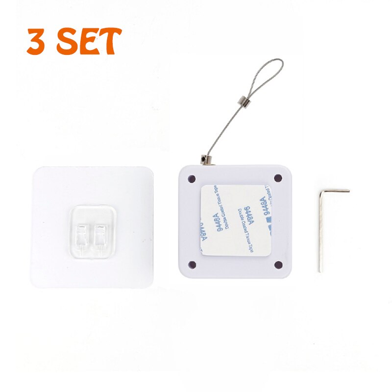 800g Pull Automatic Door Closer Automatic Sensor Door Closer Automatically Close for All Doors Punch-Free Steel Rope Length 1.2m: 3sets White