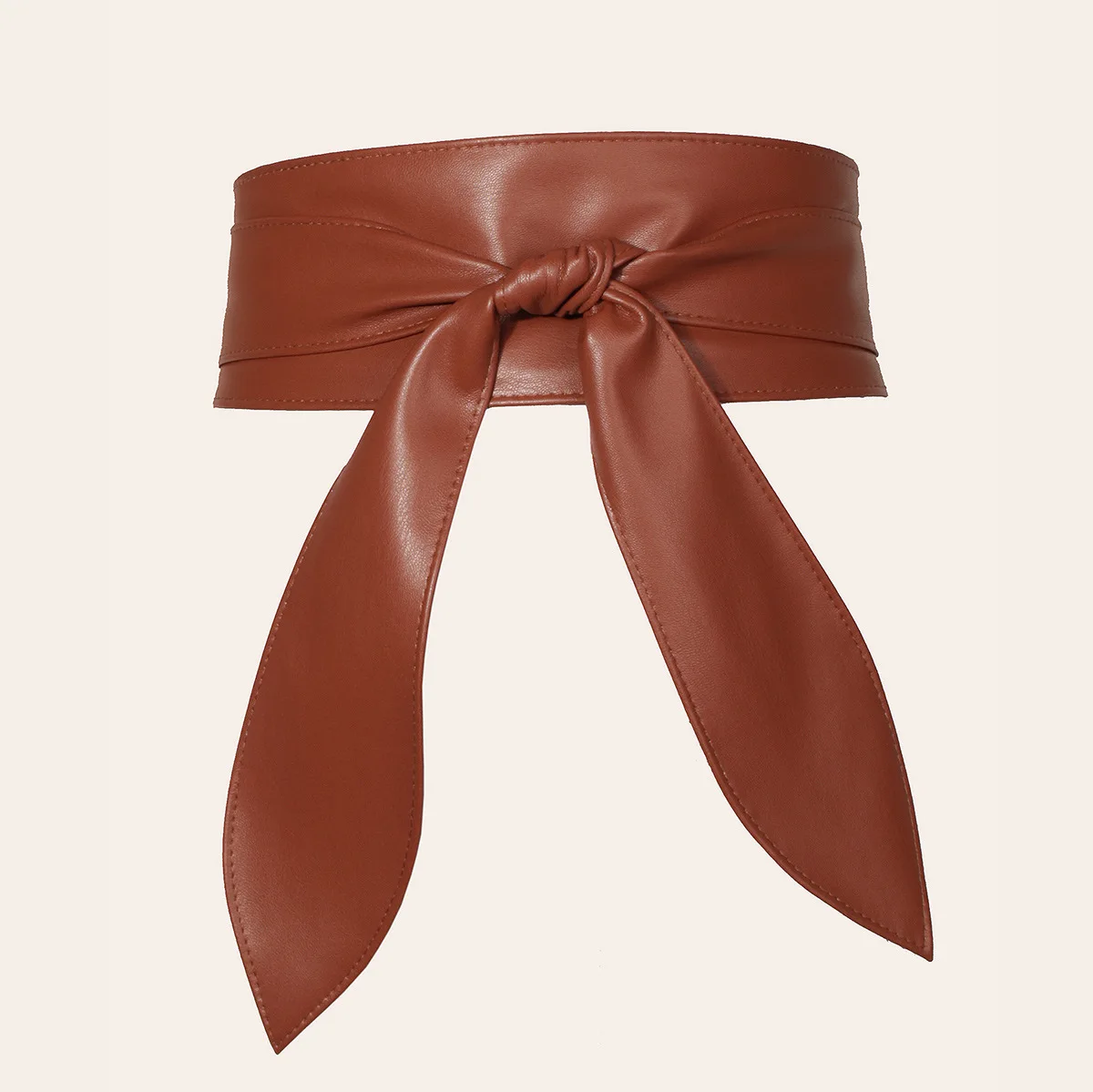 Frauen Schnürgürtel, eleganter Schleifengürtel, lang, schwarz, weiches Leder, breiter Bund, Schleife, Kummerbund, Krawatten, Schleife, Damenkleid, Dekoration: Kaffee / 70 cm