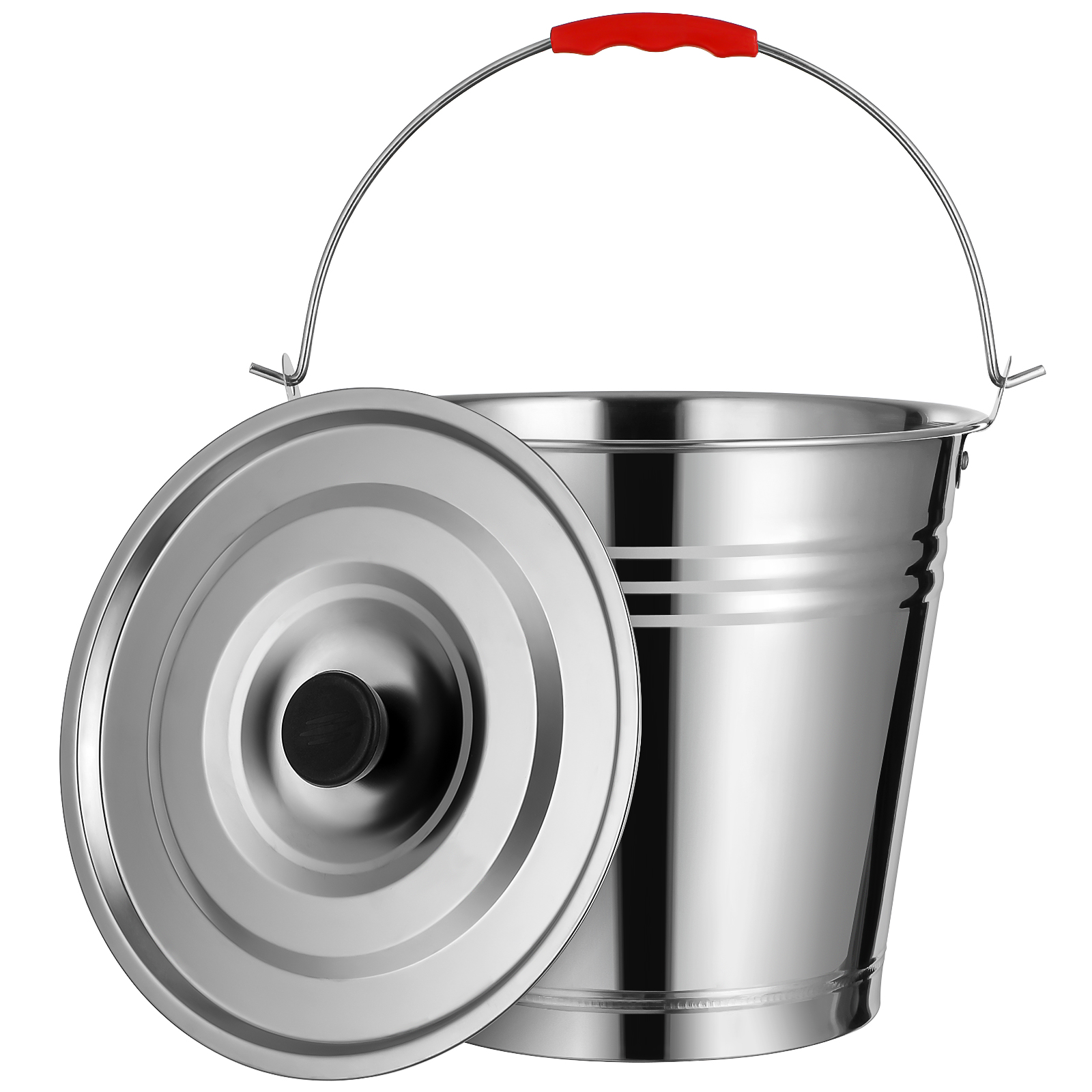 Roestvrijstalen houtskoolemmer As staand met deksel Kolenopslagemmer BBQ-houder Asdraagemmer voor tuinbenodigdheden: Default Title