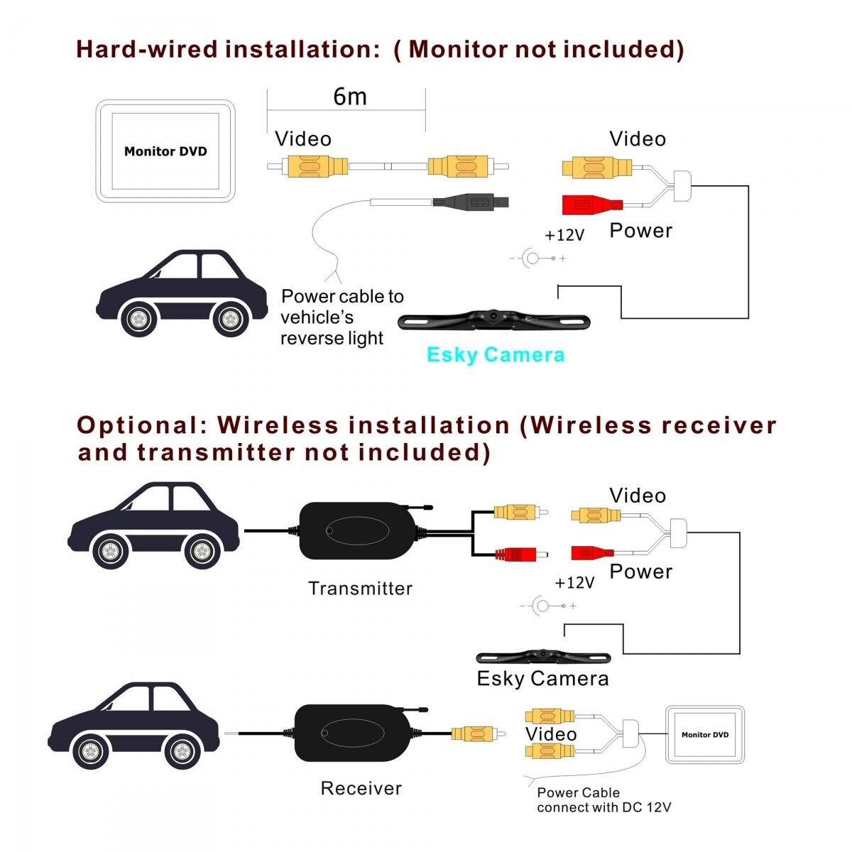 6 meter RCA-4PIN Of RCA-RCA Video Kabel Voor Parkeerplaats Achteruitkijk Achteruitrijcamera Connect Car Monitor DVD Trigger Kabel