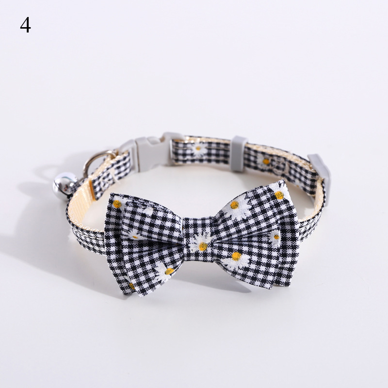 Collar de gato con lazo a cuadros para perros, Lazo de algodón con campana, Collar de gatito con hebilla de seguridad, corbata de cuello ajustable, accesorios para gatos: A4