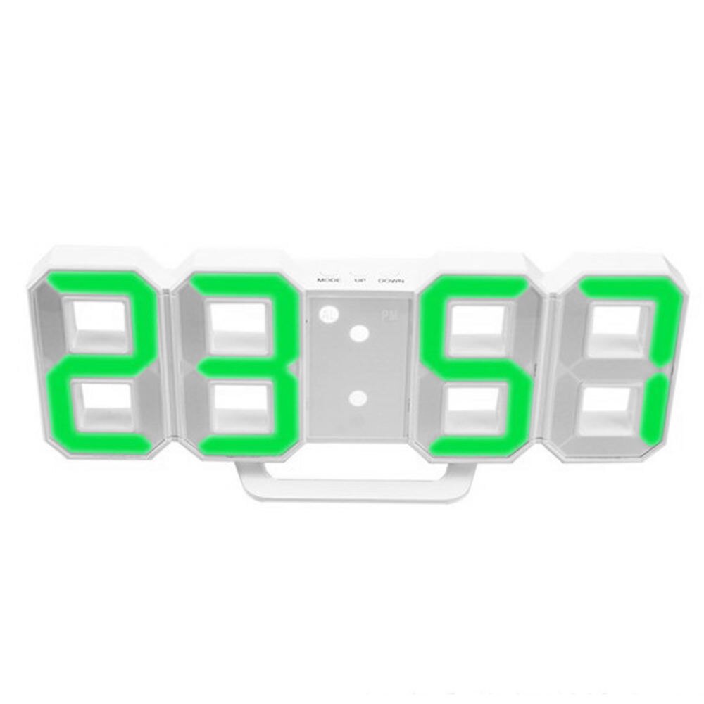 Reloj de pared LED 3D, despertador Digital moderno para mesa de casa, escritorio, sala de estar y oficina, luz de despertador de 24 o 12 horas: Verde
