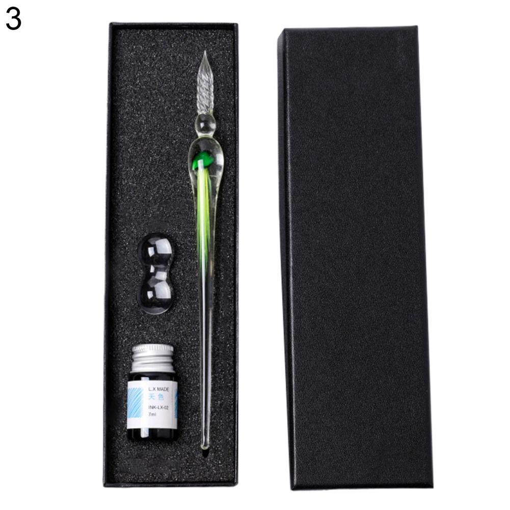 1 Set Dip Pen Beautiful Ergonomic Handle Jellyfish Pattern Drawing Calligraphy Glass Pen Kit for: 3