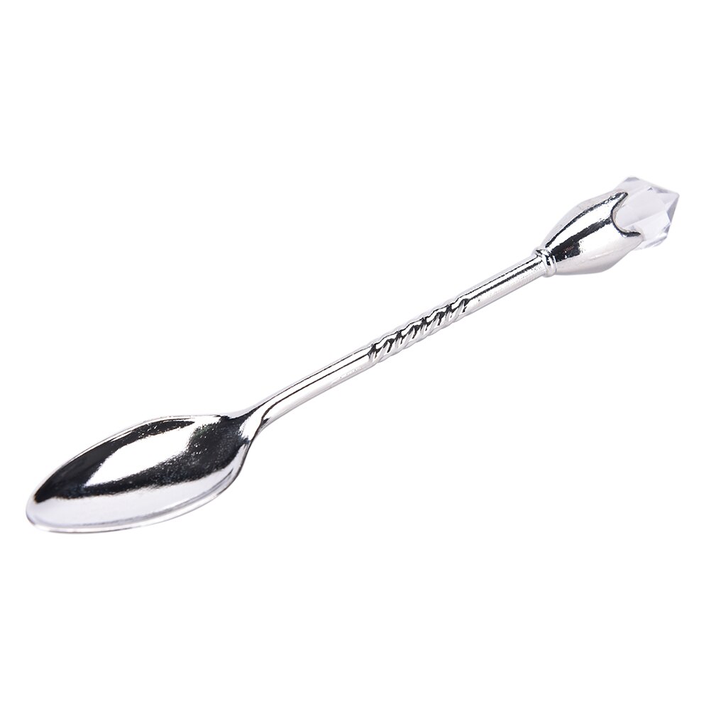 1PC Long Handled Stainless Steel Dessert Ice Cream Tea Coffee Spoon Cute Diamond Shapes Flatware Sets Mini Honey Dipper Mixer: Silver