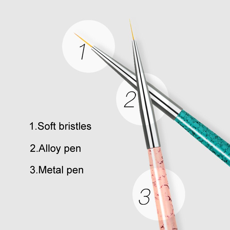 3 sztuk pędzel w długopisie robić paznokci zestaw metalowy uchwyt rysunek liniowiec rozsianych malowanie DIY zestaw przyborów robić manicure NShopping