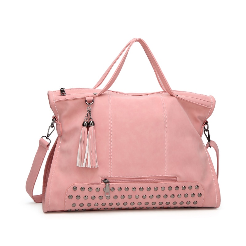Celebrity Large Women Bag Rivet Big Capacity Soft Leather Shopper Bags Black Tote Handbags Summer Ladies Ellipse Ba