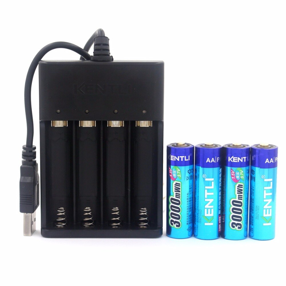 KENTLI AA aa 1,5 v 3000mWh Polymer Lithium-li-Ion akkus batterie + 4 Schlüssel Lithium aa ladegerät