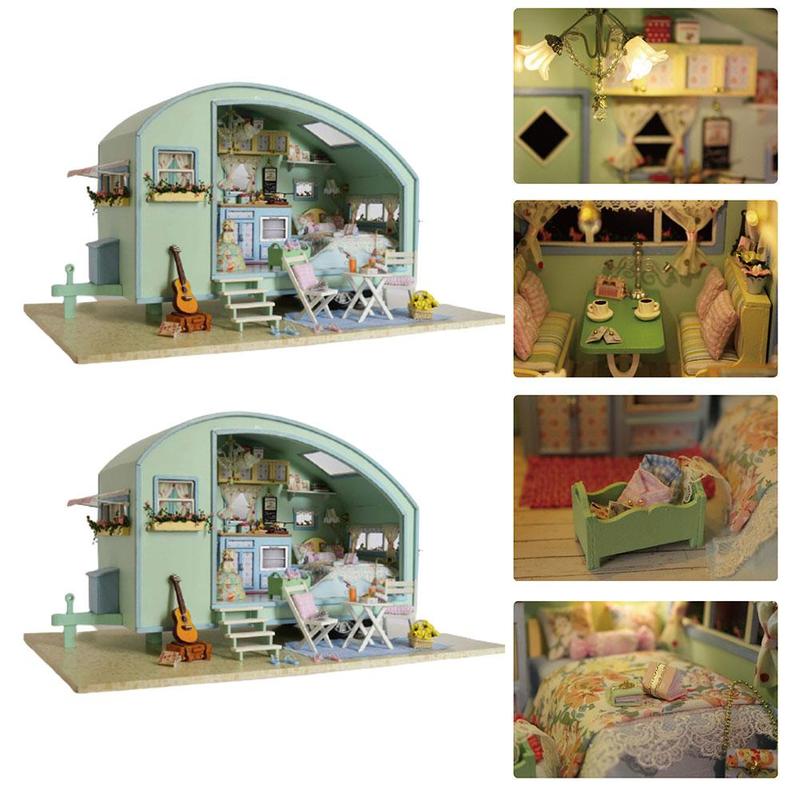 Diy Poppenhuis Handwerk Miniatuur Met Licht Meubels Kids Project Kit