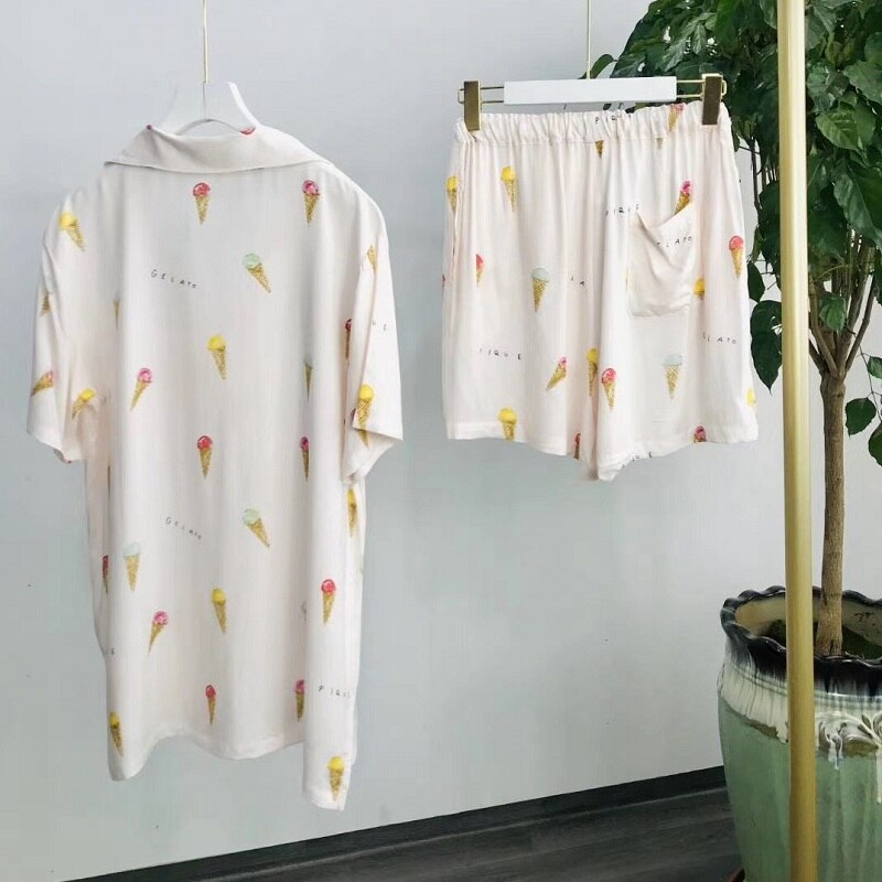 cotton silk ladies pajamas suits, sleepwear comfortable and soft short-sleeved pajamas, home service suits, women’s pajamas,