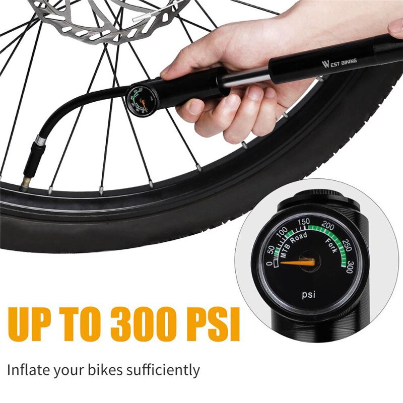 Bike Tire Inflator Accessoires 34 Cm 300 Psi Hoge Druk Motorcycle Mtb Road Fiets Luchtpomp Inflato Basketbal Fiets Pomp