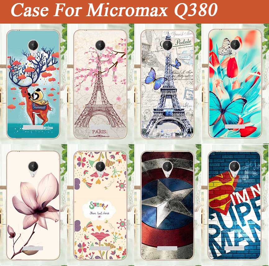 Mode 8 Patronen Case Voor Micromax Q380 Q 380 Brilliant SOFT TPU Cover Mooie Bloemen Schilderen Voor Micromax q380 Case cover