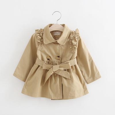 Elegante Meisjes Klassieke Trenchcoat Kids Meisjes Streetwear Windjack Kaki Roze Uitloper Kinderen Lange Mouwen Kleding Riem: khaki / 12m