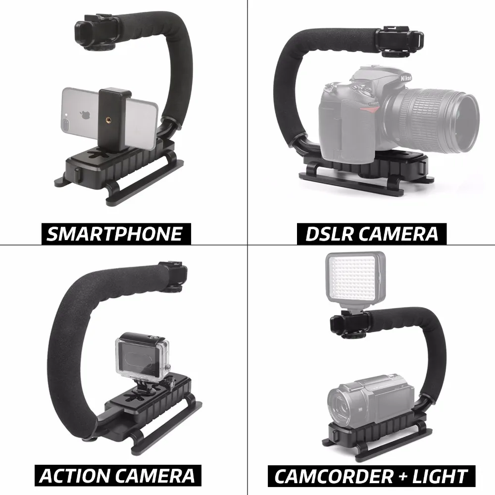 Universell kamerastabilisator u-formad dv handhållen c-frame fotografering gimbalstabilisator för dslr, slr, dv-kameror mobiltelefon
