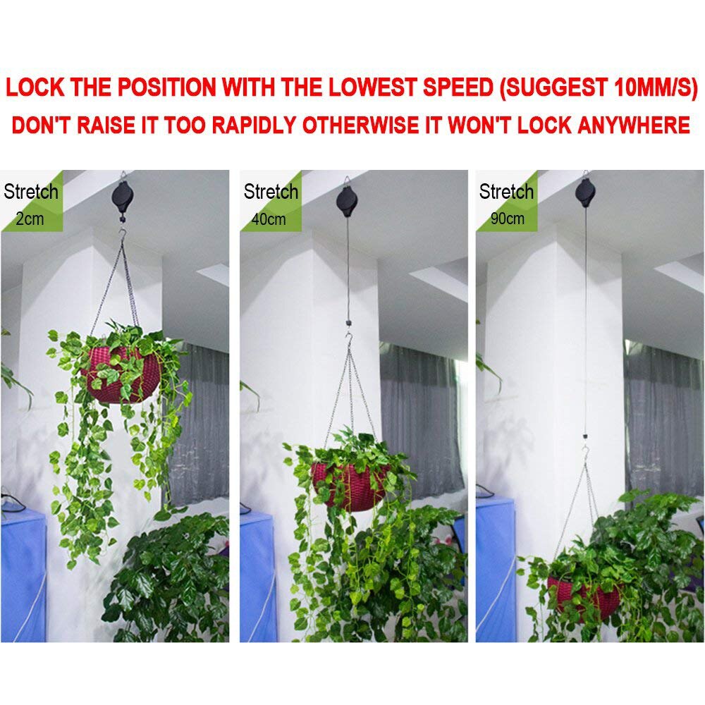 Panier suspendu rétractable de 20 à 90 Cm, poulie de suspension, pour jardin, Pots de plantes, bassin suspendu, crochet rétractable pour serre