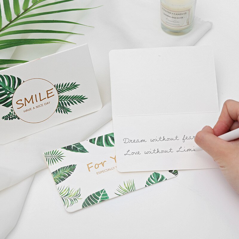 Green Plant Series Greeting Card with Envelope Birthday Handwritten Invitation card Senior Message Card