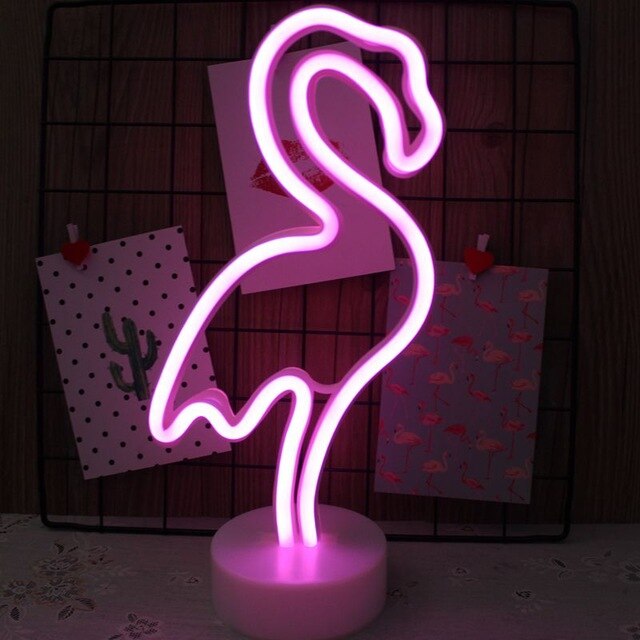 Affiche lumineuse néon coloré, panneau lumineux, décoration pour salon, bureau, rose, violet, LED lampes néon: Flamingo