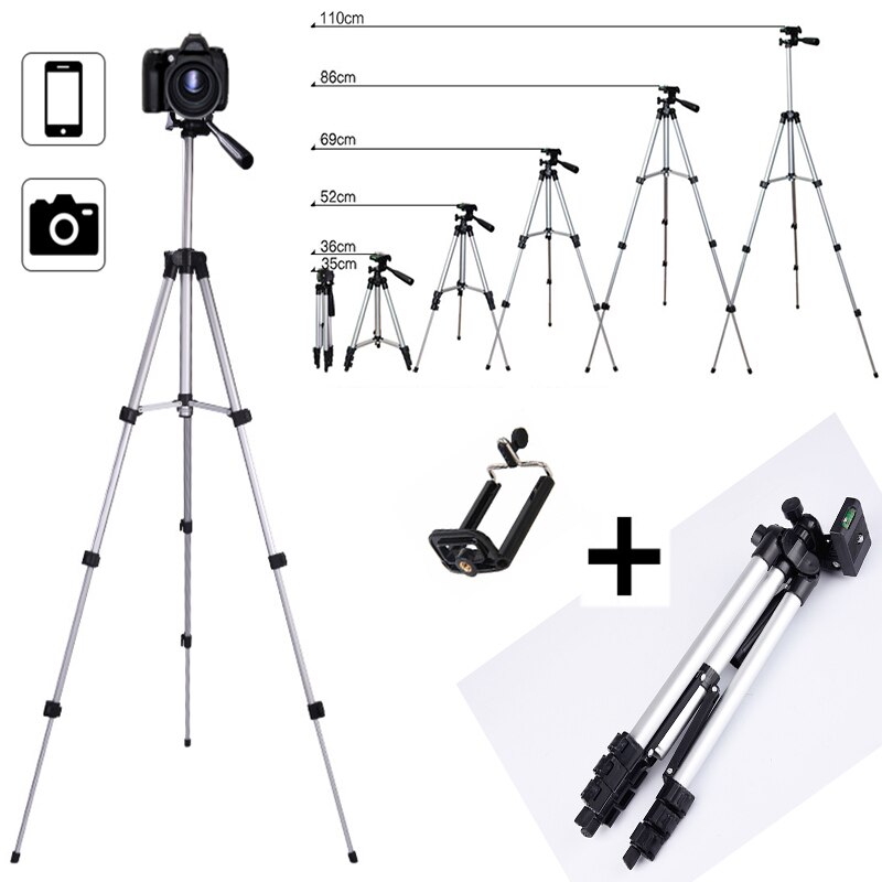 Uzatılabilir cep akıllı telefon dijital kamera Tripod standı montaj tutucu klip seti için Canon Nikon için iPhone 6 6s 7 110cm/65cm