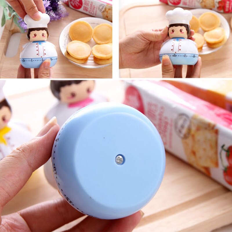 Funny Caartoon Kitchen Timer Plastic Mechanical 60 Minutes Cooking Count Up Countdown Alarm Bell Sleep Stopwatch Clock
