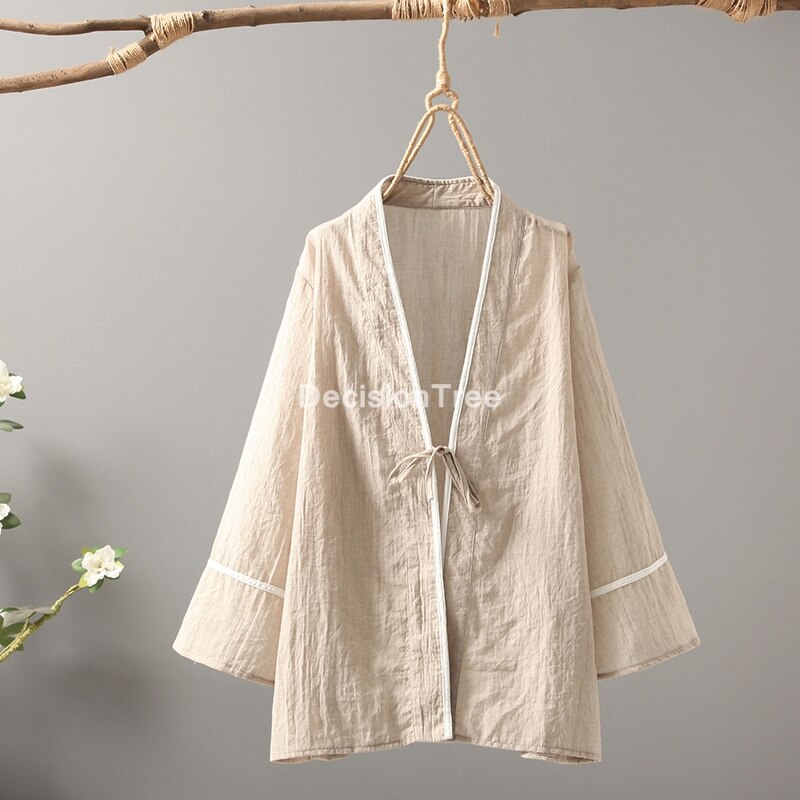 Cardigan kimono à demi-manches pour femmes, chemisier , qiapo chinois, hauts chinois vintage, vêtements hanfu,: color4