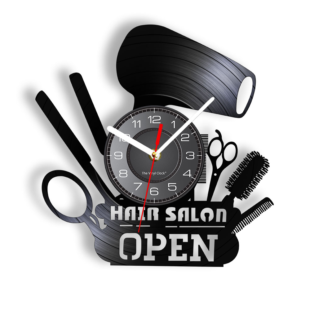 Narzędzia fryzjerskie robić salonu fryzjerskiego zegar ścienny salon fryzjerski dekoracje zmiana koloru współczesny zegarek fryzjerski prezent dla fryzjerów: FIOLETOWY