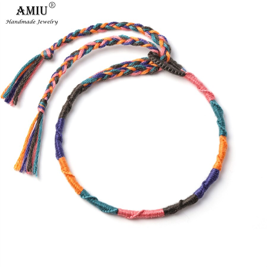 AMIU Handgemachte Freundschaft Böhmen Geflochtene gewebte Seil Fußkettchen Armbinde mit Quaste Brasilianische Schnur Fußkettchen Armbänder: 7