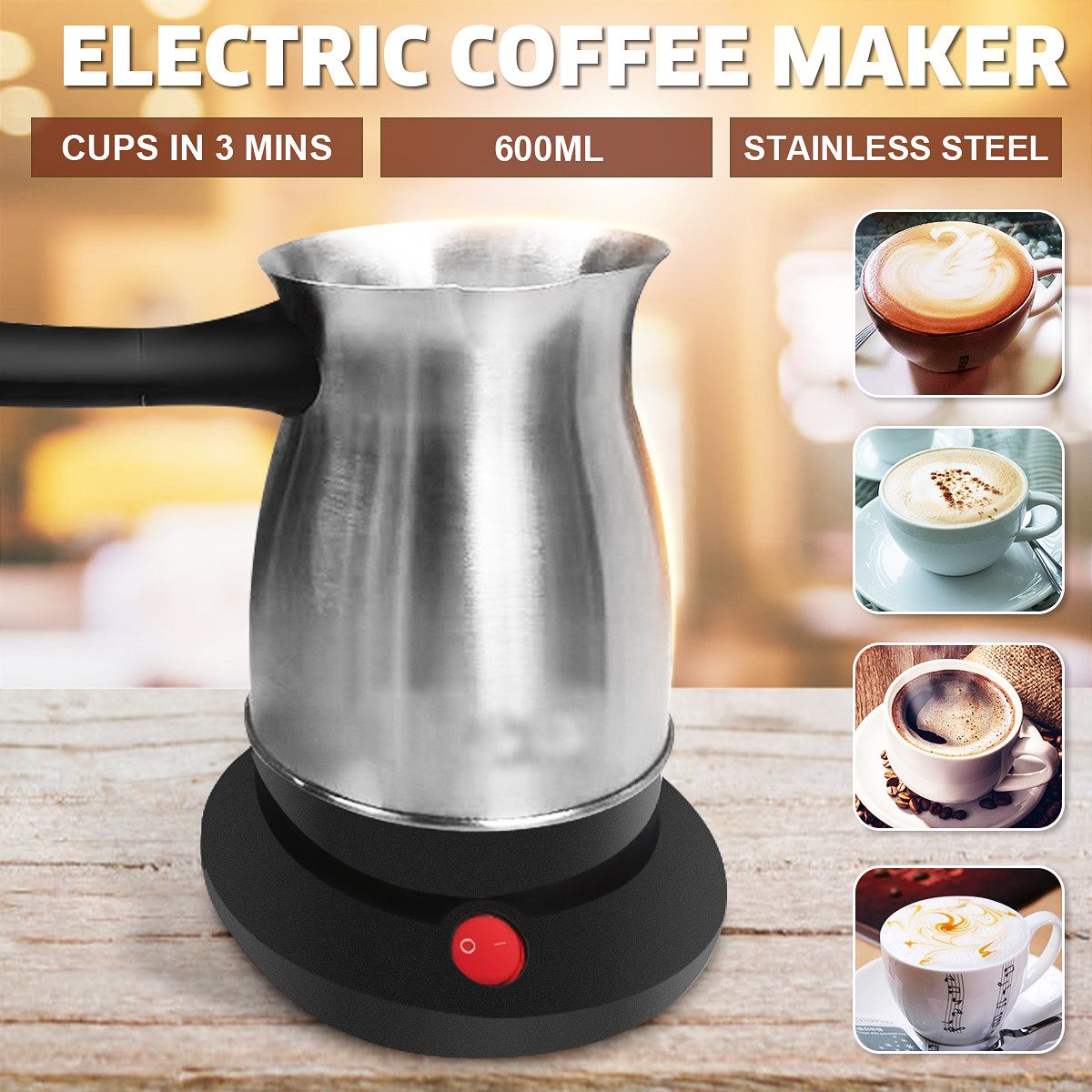 600W 220V Coffee Machine 304 Stainless Steel Turkey Mocha Coffee Maker Electrical Coffee Pot Coffee Kettle for home office